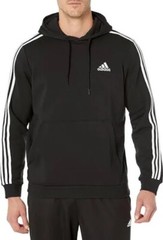 Adidas Mens Hoodie 2XL Essentials Fleece Stripes Black Athletic Sports Casual