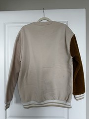 Men’s Beige/Brown Crew Neck Fleece Pullover Teddy Bear Graphic Sweatshirt S