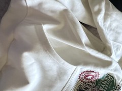 Beautiful Kenya Off-White Hoodie With Passport Stamps And Flag On Sleeve Medium
