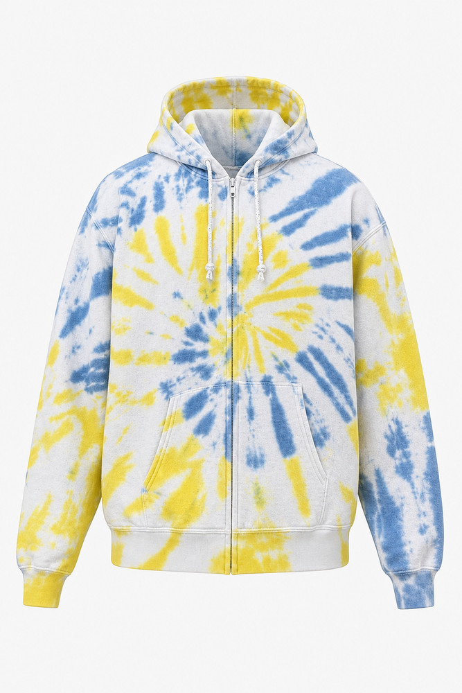 Unbranded 2000s Hip Hop Tie-Dye Hoodie Cotton Medium Yellow Blue