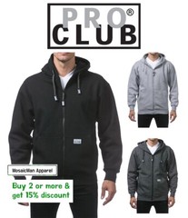 Pro Club Men’s Heavyweight Full Zip Up Zipper Causal Fleece Hoodie Winter Jacket