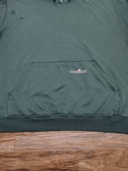VTG Carhartt K132 HTG Green Hoodie Heavyweight Sweatshirt Pocket Logo 2XL Y2K