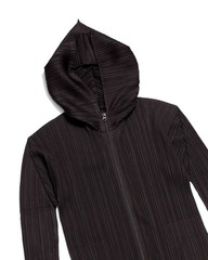 Pleats Please Issey Miyake Pleated Zip Hoodie Black Red Japan Size 3 PP74-JD367