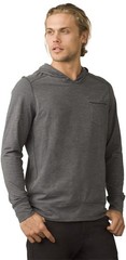 prAna Men L Pacer Pullover Hoodie Gray Stretch Lightweight UV Protection Hiking