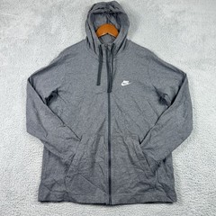 Nike Sportswear Full Zip Hoodie Mens XL Gray Lightweight Jersey Sweatshirt