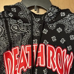 NWT Snoop Dog Death Row Records Black Paisley Hoodie Size Medium 100% Polyester