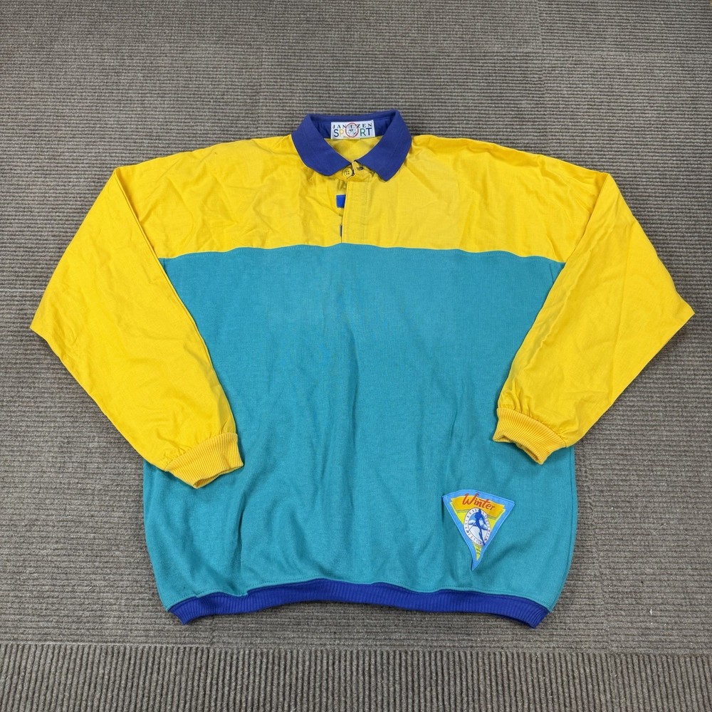 Vintage 90s Jantzen Sport Know Your Signs Ski Sweatshirt Color Block Retro M