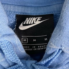 Y2K Nike All Over Print Swoosh Logo Hoodie Blue Pullover Sweatshirt Mens Medium