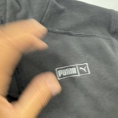 PUMA Hoodie Mens M Gray Pullover Fleece Hooded Pockets Drawstring Logo