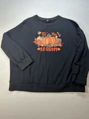 Tis The Season Pullover Sweatshirt~Pumpkin~Fall Season~Football~Size XL~Black~