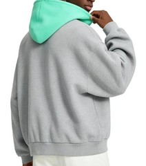 Essentials Dark Heather Oatmeal With Teal Neckline In Size Large