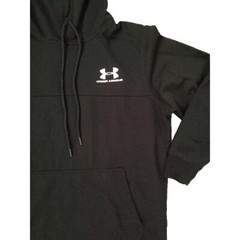 Under Armour Sweatshirt Hooded Pullover Mens Medium Black W/ White Logo W Pocket