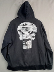 Marvel Punisher Mens XL Full Zip Hoodie Charcoal Front & Back Graphics READ