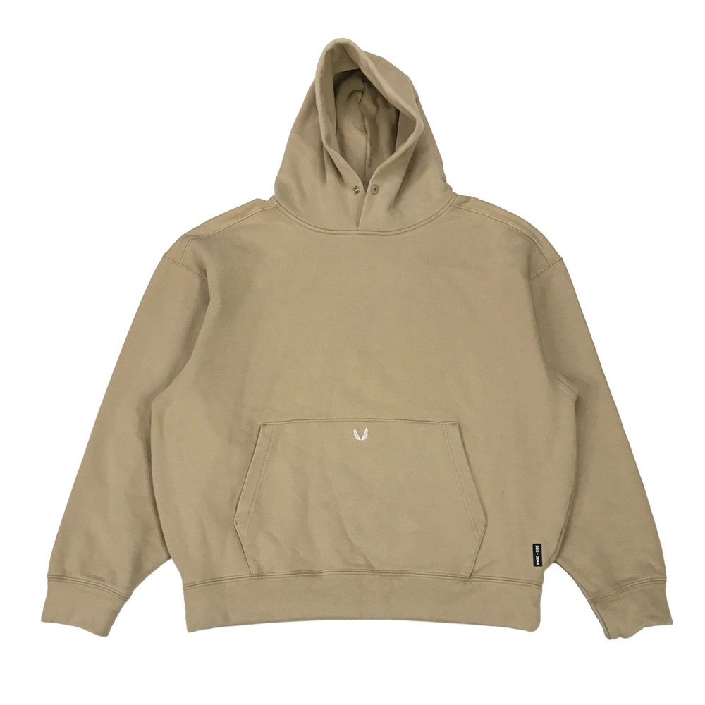 ASRV Tech-Terry Hoodie Mens Large L Beige Sweatshirt Pullover Training DSG-0648