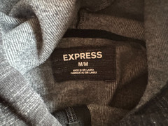 Express Hoodie Men’s Medium M Zip-Up Gray Sleek Modern EUC Zipper Pocket Cobalt