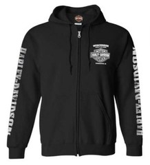 Harley-Davidson Men’s Lightning Crest Full-Zippered Hooded Sweatshirt, Black
