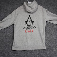 Assassins Creed Unity Full Zip Hoodie Men’s Graphic Print Gray Sweatshirt