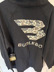 Burlebo Hoodie Men’s Large Charcoal Duck Camo Logo Pullover Sweatshirt