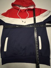 NWOT Unbranded Sweatshirt Hoodie Fleece Red White Navy Blue Men Size Large