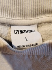 Gymshark Men’s L Beige Crew Neck Pullover Fleece Sweatshirt Solid Logo