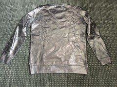 Diesel Black Gold Graphic Distressed Sweatshirt Men’s L Waxed Silver Faux Leath