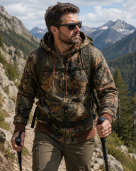 TrailCrest Men’sCotton Blend Camouflage / Faded Camo Zip Hoodie Jacket Outerwear