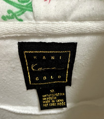 Karl Kani Gold White Hoodie Full Zip Front Studded Skull Back Size XL Vintage Y2