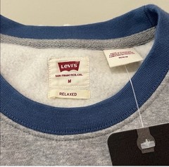 Levi’s Men’s Relaxed Fit Crew Neck Pullover Sweatshirt Gray/Blue Logo M