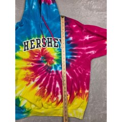 Colortone Hoodie Mens L Multicolor Tie Dye Hershey Graphic Pullover Sweatshirt