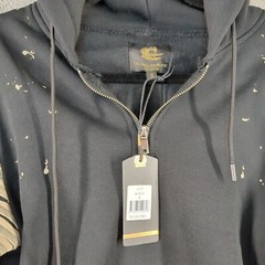 NWT $69 TAILORED REC Apocalypse Fleece Hoodie SMALL Pleated Sleeve Hand painted