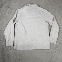 Criquet Sweatshirt Mens L Gray Collared Fleece Pullover Kangaroo Pocket Stretch