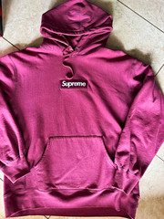 Supreme Plum Box Logo Fleece Pullover Hoodie Men’s XL FW21