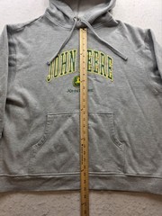 John Deere Men’s Gray Logo Pullover Pouch Pocket Heavyweight Hoodie. Size XXL