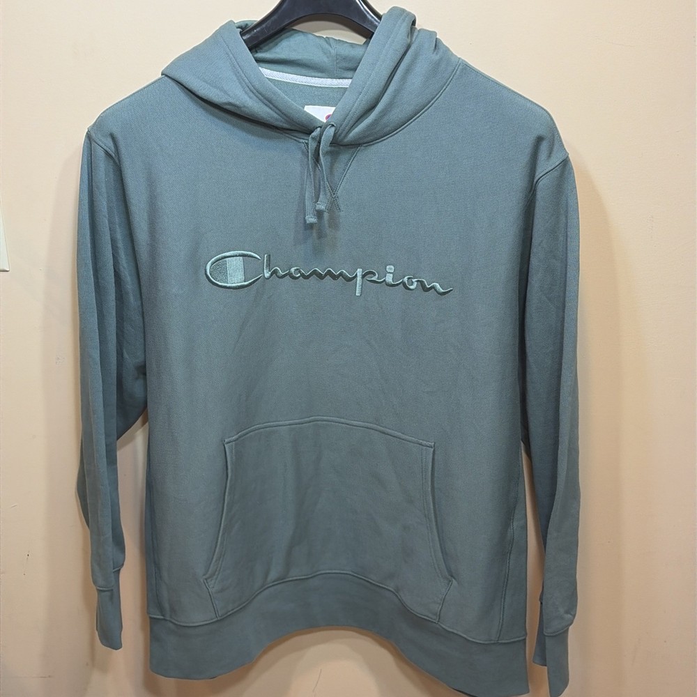 Champion Hoodie Sweatshirt Mens 4XL Green Heavyweight Pullover Kangaroo Pocket