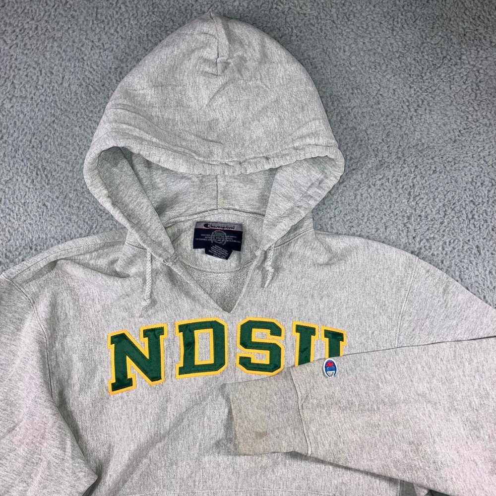 Vtg Champion Hoodie Men M NDSU Bison Reverse Weave Collegiate Grunge Thrashed