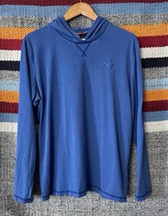 PUMA Solid Pullover Hoodie Blue Knit Cotton Polyester Men’s L Long Sleeve