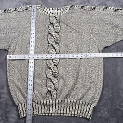 Vintage Esprit Sport Sweatshirt Mens Large Tall Black White Cable Knit Cotton