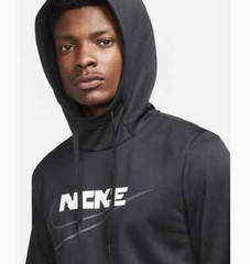 Nike Therma FIT Mens Fleece Gym Fitness Training Pullover Hoodie Black XL