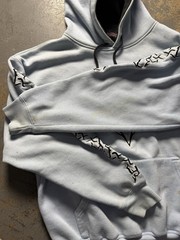 Vintage Light Blue Sapphire Lounge Y2K Grunge Tribal Hoodie Sweatshirt-Size M