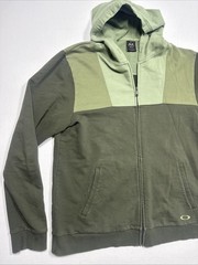 Oakley Green Color Block Hoodie Size L Full Zip Towel Like