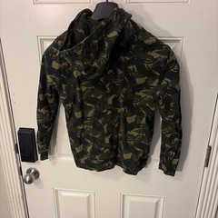 S-Levi’s Camouflage Fleece Pullover Hoodie Green Black Hooded Logo S