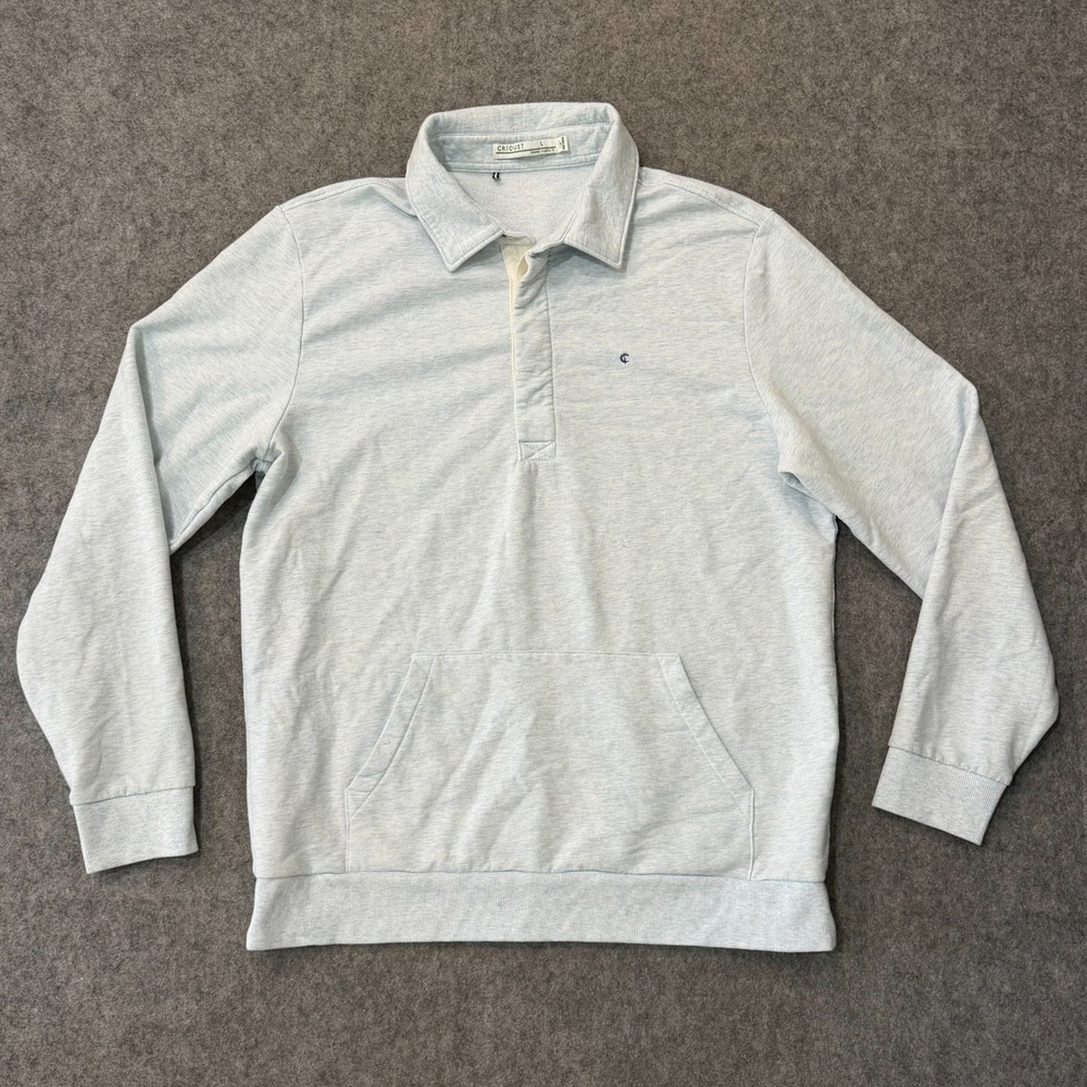 Criquet Heathered Gray Lightweight Collared Polo Sweatshirt Men’s Size Large