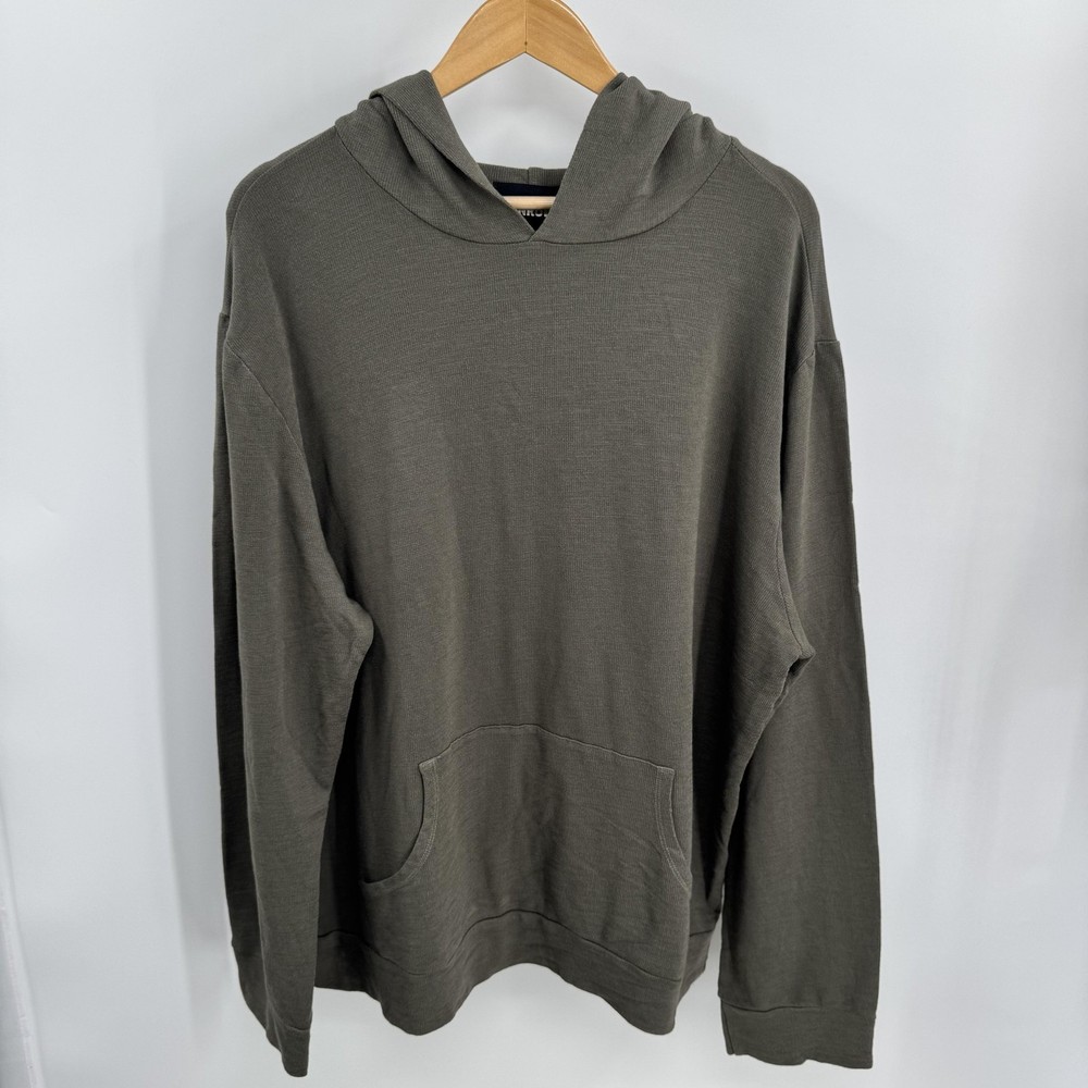Monrow Mens Hoodie XXL Olive Green Rayon Blend Lightweight Soft Minimalist