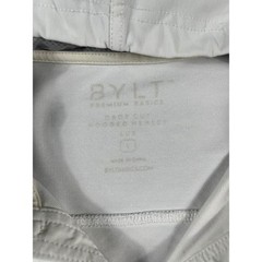 BYLT Premium Basics Drop Cut Hooded Henley Mens Large Gray Lux Long Sleeve Shirt