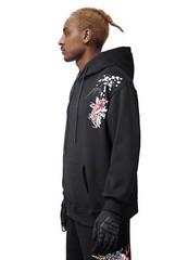 Niepce Unisex Japanese Koi Fish Embroidery Hoodie Black Streetwear Sweatshirt