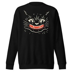VINTAGE HALLOWEEN CAT – SWEATSHIRT Premium Unisex Fall Spooky Fun C@@L