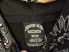 NWT Snoop Dog Death Row Records Black Paisley Hoodie Size Medium 100% Polyester