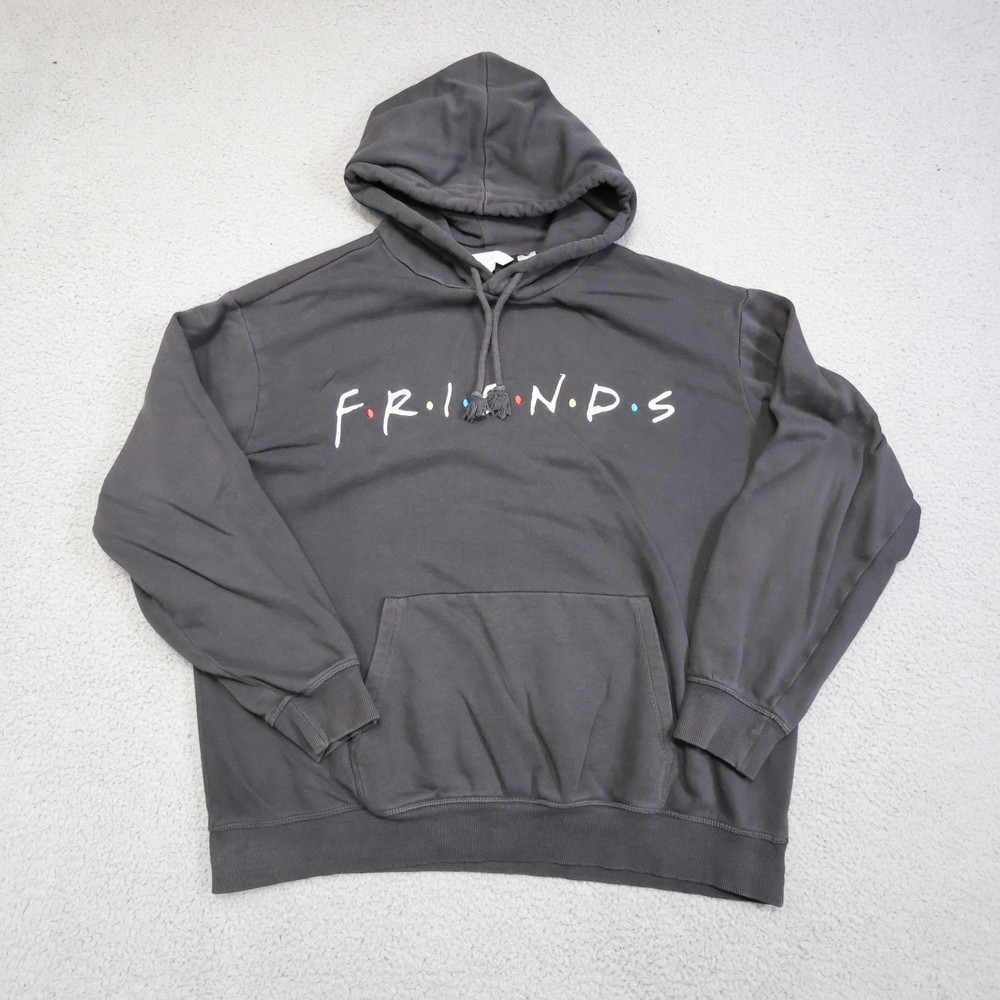 Friends Hoodie Mens Medium Gray H&M Pullover Kangaroo Pocket TV Show Graphic