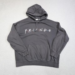 Friends Hoodie Mens Medium Gray H&M Pullover Kangaroo Pocket TV Show Graphic