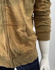 Key Closet Khaki Full Zip Y2K Tie Dye Distressed Graphic Hoodie Size L Deadstock